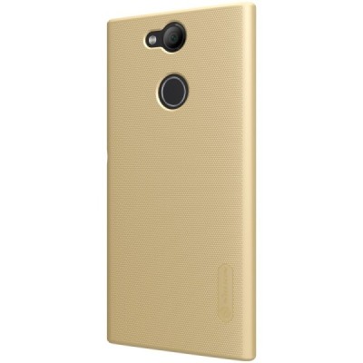 Nillkin Frosted Shield Sony Xperia XA2 (XA2 Dual) auksinis plastikinis dėklas + apsauginė ekrano plėvelė / Priedai.lt