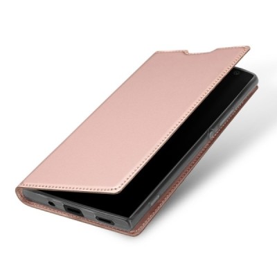 „Dux Ducis“ Skin serijos Sony Xperia XA2 (XA2 Dual) rožinis odinis atverčiamas dėklas / Priedai.lt
