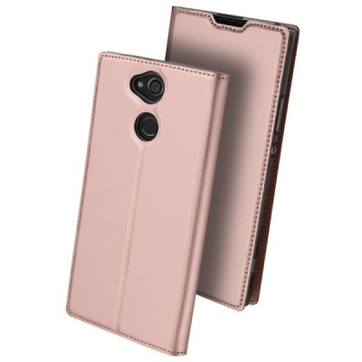 „Dux Ducis“ Skin serijos Sony Xperia XA2 (XA2 Dual) rožinis odinis atverčiamas dėklas / Priedai.lt