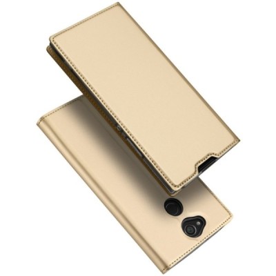 „Dux Ducis“ Skin serijos Sony Xperia XA2 (XA2 Dual) auksinis odinis atverčiamas dėklas / Priedai.lt