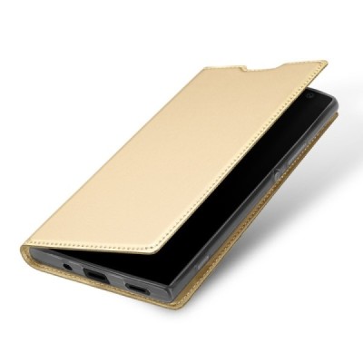 „Dux Ducis“ Skin serijos Sony Xperia XA2 (XA2 Dual) auksinis odinis atverčiamas dėklas / Priedai.lt