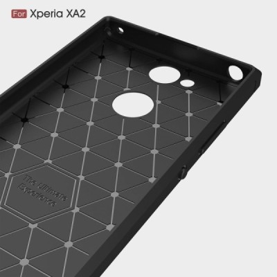 Sony Xperia XA2 (XA2 Dual) „Carbon“ kieto silikono TPU juodas dėklas - nugarėlė / Priedai.lt