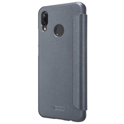 Huawei P20 Lite (Nova 3e) pilkas odinis atverčiamas Nillkin Sparkle dėklas / Priedai.lt