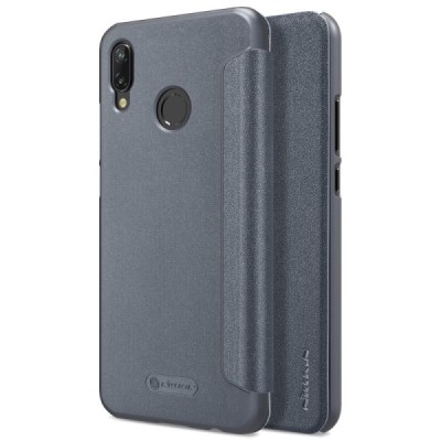 Huawei P20 Lite (Nova 3e) pilkas odinis atverčiamas Nillkin Sparkle dėklas / Priedai.lt