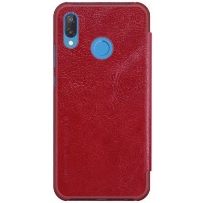 Prabangus „Nillkin“ Qin serijos raudonas odinis atverčiamas Huawei P20 Lite (Nova 3e) dėklas - knygutė / Priedai.lt