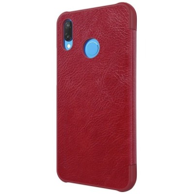 Prabangus „Nillkin“ Qin serijos raudonas odinis atverčiamas Huawei P20 Lite (Nova 3e) dėklas - knygutė / Priedai.lt