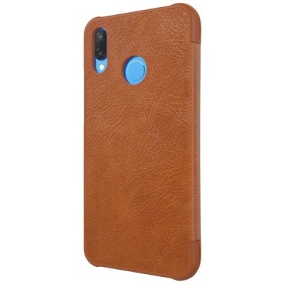 Prabangus „Nillkin“ Qin serijos rudas odinis atverčiamas Huawei P20 Lite (Nova 3e) dėklas - knygutė / Priedai.lt