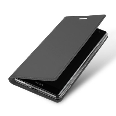„Dux Ducis“ Skin serijos Sony Xperia XZ2 juodas odinis atverčiamas dėklas / Priedai.lt