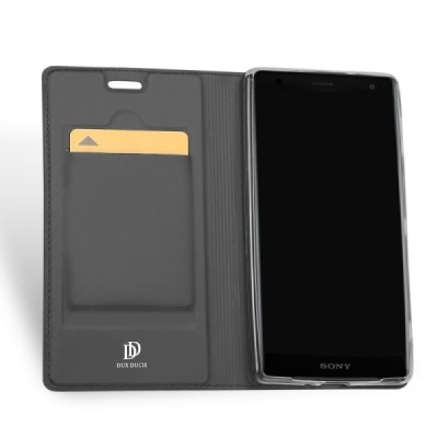 „Dux Ducis“ Skin serijos Sony Xperia XZ2 juodas odinis atverčiamas dėklas / Priedai.lt