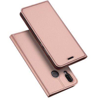 „Dux Ducis“ Skin serijos Huawei P20 Lite (Nova 3e) rožinis odinis atverčiamas dėklas / Priedai.lt