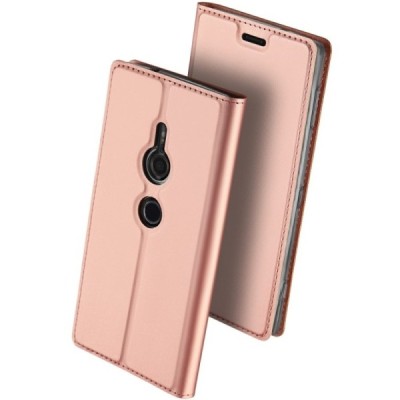 „Dux Ducis“ Skin serijos Sony Xperia XZ2 rožinis odinis atverčiamas dėklas / Priedai.lt