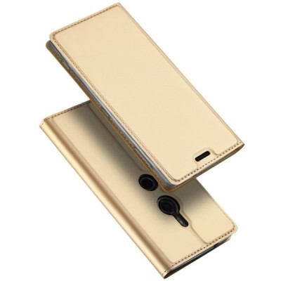 „Dux Ducis“ Skin serijos Sony Xperia XZ2 auksinis odinis atverčiamas dėklas / Priedai.lt