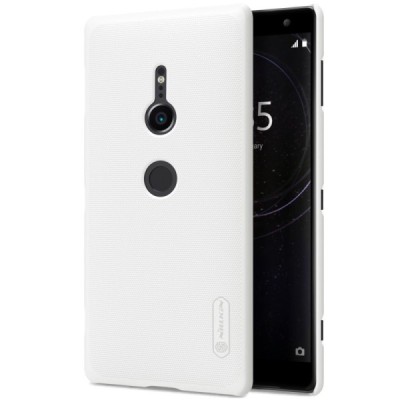 Nillkin Frosted Shield Sony Xperia XZ2 baltas plastikinis dėklas + apsauginė ekrano plėvelė / Priedai.lt