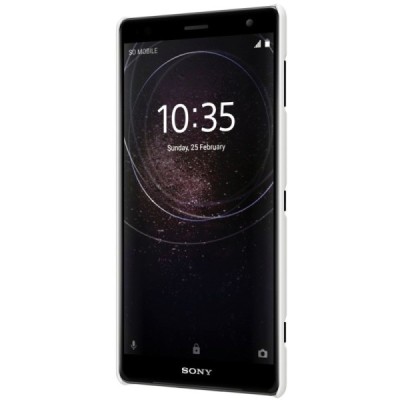 Nillkin Frosted Shield Sony Xperia XZ2 baltas plastikinis dėklas + apsauginė ekrano plėvelė / Priedai.lt