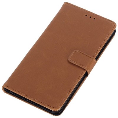 Huawei P20 Lite (Nova 3e) atverčiamas šviesiai rudos spalvos odinis retro dėklas - piniginė / Priedai.lt