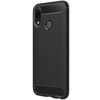 Huawei P20 Lite (Nova 3e) „Carbon“ kieto silikono TPU juodas dėklas - nugarėlė / Priedai.lt