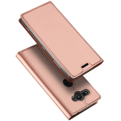 „Dux Ducis“ Skin serijos Sony Xperia XZ2 Compact rožinis odinis atverčiamas dėklas / Priedai.lt