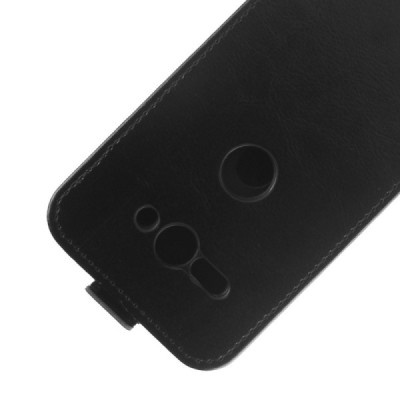 Sony Xperia XZ2 Compact vertikaliai atverčiamas juodas odinis dėklas - piniginė / Priedai.lt