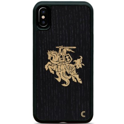 Apple iPhone X (iPhone Xs) „Crafted Cover“ Juodas Vytis natūralaus medžio dėklas (šviesus medis) / Priedai.lt