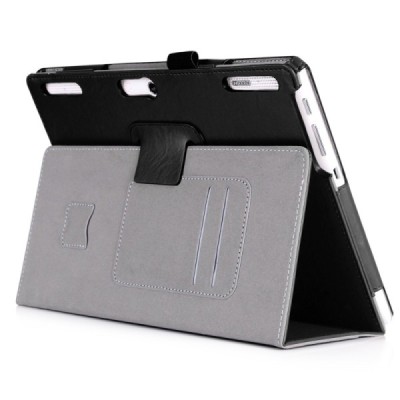 Lenovo Tab 3 10.1" TB-X103F ir Tab 2 A10-30 atverčiamas juodas odinis dėklas (sulankstomas) / Priedai.lt