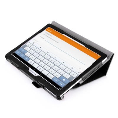 Lenovo Tab 3 10.1" TB-X103F ir Tab 2 A10-30 atverčiamas juodas odinis dėklas (sulankstomas) / Priedai.lt
