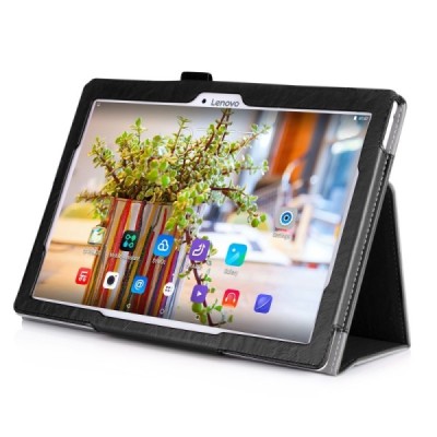 Lenovo Tab 3 10.1" TB-X103F ir Tab 2 A10-30 atverčiamas juodas odinis dėklas (sulankstomas) / Priedai.lt