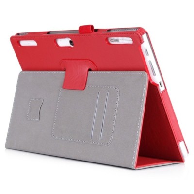 Lenovo Tab 3 10.1" TB-X103F ir Tab 2 A10-30 atverčiamas raudonas odinis dėklas (sulankstomas) / Priedai.lt