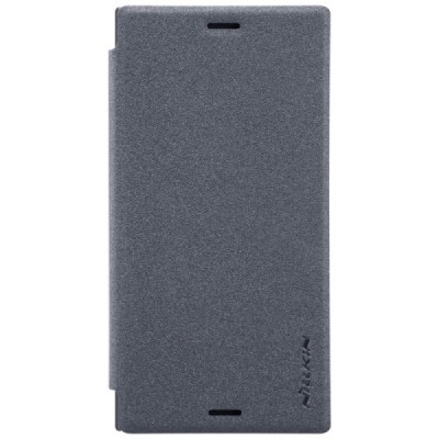 Sony Xperia XZ1 Compact pilkas odinis atverčiamas Nillkin Sparkle dėklas / Priedai.lt