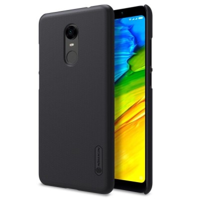 Xiaomi Redmi 5 Plus Nillkin Frosted Shield juodas plastikinis dėklas + apsauginė ekrano plėvelė / Priedai.lt