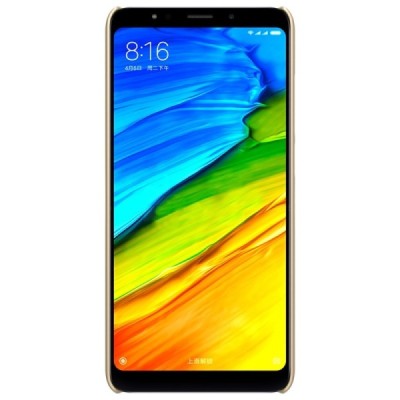 Xiaomi Redmi 5 Plus Nillkin Frosted Shield auksinis plastikinis dėklas + apsauginė ekrano plėvelė / Priedai.lt