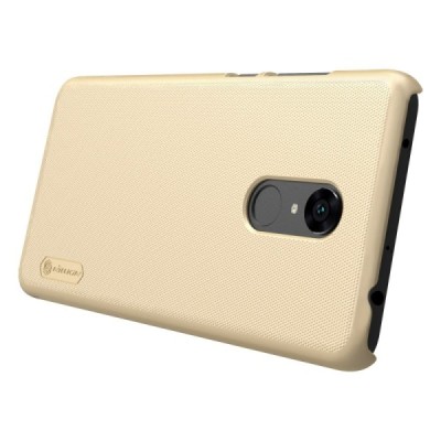 Xiaomi Redmi 5 Plus Nillkin Frosted Shield auksinis plastikinis dėklas + apsauginė ekrano plėvelė / Priedai.lt