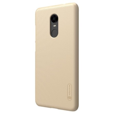Xiaomi Redmi 5 Plus Nillkin Frosted Shield auksinis plastikinis dėklas + apsauginė ekrano plėvelė / Priedai.lt