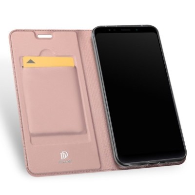 „Dux Ducis“ Skin serijos Xiaomi Redmi 5 Plus rožinis odinis atverčiamas dėklas / Priedai.lt