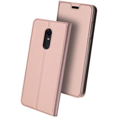 „Dux Ducis“ Skin serijos Xiaomi Redmi 5 Plus rožinis odinis atverčiamas dėklas / Priedai.lt