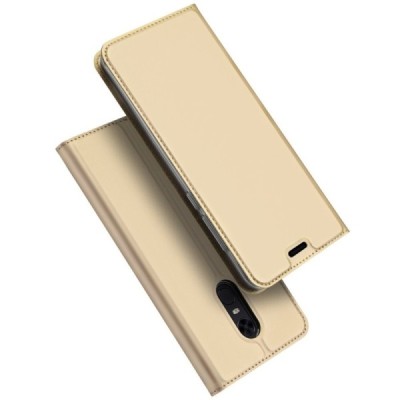 „Dux Ducis“ Skin serijos Xiaomi Redmi 5 Plus auksinis odinis atverčiamas dėklas / Priedai.lt
