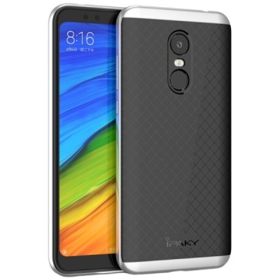 Xiaomi Redmi 5 Plus „IPAKY“ kieto silikono TPU juodas (sidabro spalvos apvadais) dėklas - nugarėlė / Priedai.lt