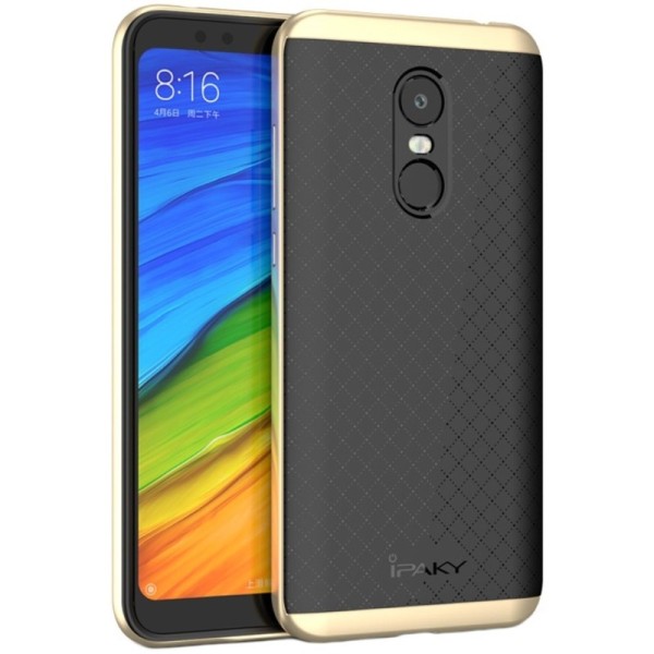 „IPAKY“ kieto silikono (TPU) dėklas - juodas / auksinis (Redmi 5 Plus)