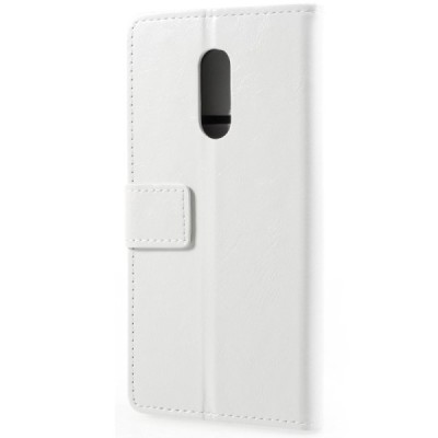 Xiaomi Redmi 5 Plus atverčiamas baltas odinis dėklas, knygutė - piniginė / Priedai.lt