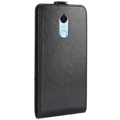 Xiaomi Redmi 5 Plus vertikaliai atverčiamas juodas odinis dėklas - piniginė / Priedai.lt