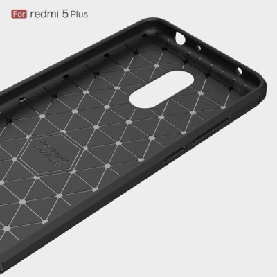 Xiaomi Redmi 5 Plus „Carbon“ kieto silikono TPU juodas dėklas - nugarėlė / Priedai.lt