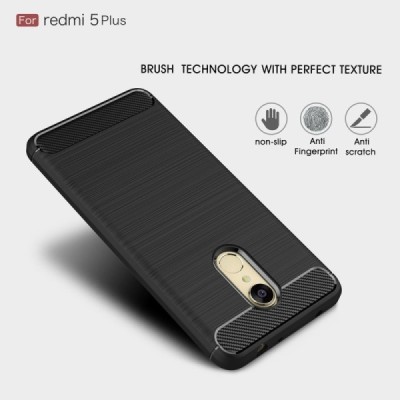 Xiaomi Redmi 5 Plus „Carbon“ kieto silikono TPU juodas dėklas - nugarėlė / Priedai.lt