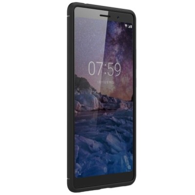 Nokia 7 Plus „Carbon“ kieto silikono TPU juodas dėklas - nugarėlė / Priedai.lt