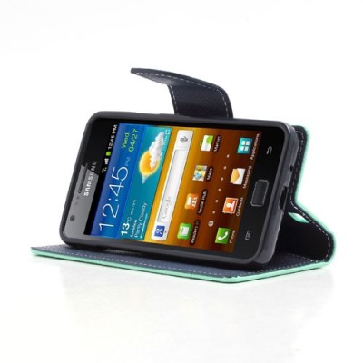 „Mercury“ Samsung Galaxy S2 žalias odinis atverčiamas dėklas - piniginė / Priedai.lt
