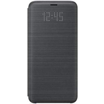 Samsung Galaxy S9 (G960) originalus Led View Cover atverčiamas juodas odinis dėklas - piniginė / Priedai.lt