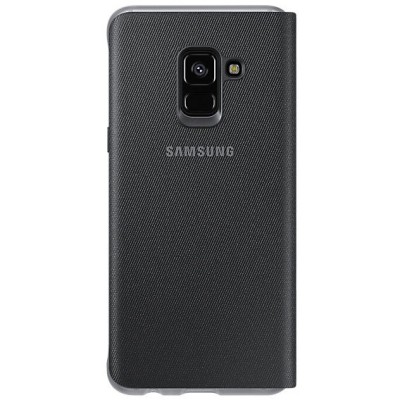 Samsung Galaxy A8 (2018) A530F originalus Neon Flip Cover atverčiamas juodas odinis dėklas - piniginė / Priedai.lt