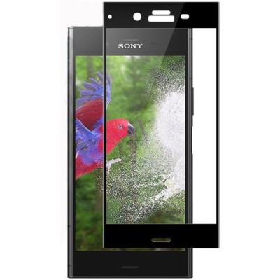 Sony Xperia XZ1 „Calans“ 9H Tempered Glass sustiprintos apsaugos juodas pilnai dengiantis apsauginis ekrano stiklas 0,2 mm / Pri