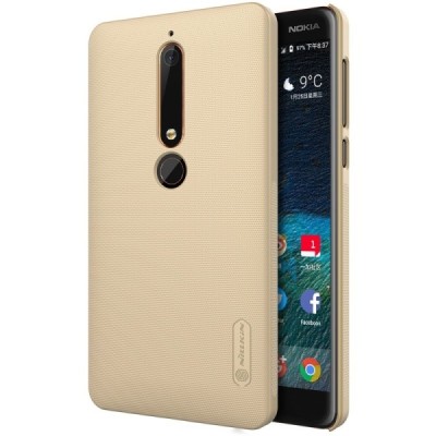 Nokia 6 2018 (Nokia 6.1) Frosted Shield auksinis plastikinis dėklas + apsauginė ekrano plėvelė / Priedai.lt