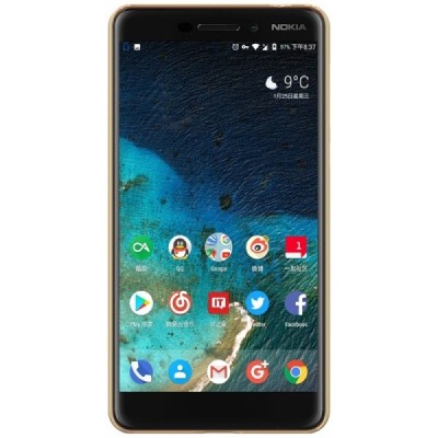Nokia 6 2018 (Nokia 6.1) Frosted Shield auksinis plastikinis dėklas + apsauginė ekrano plėvelė / Priedai.lt