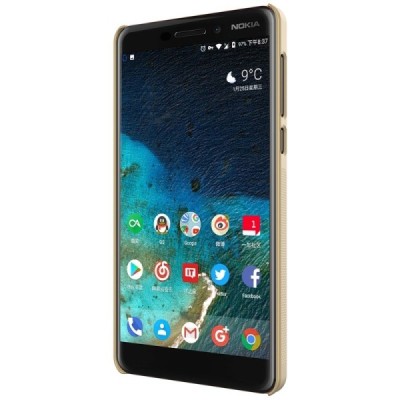 Nokia 6 2018 (Nokia 6.1) Frosted Shield auksinis plastikinis dėklas + apsauginė ekrano plėvelė / Priedai.lt