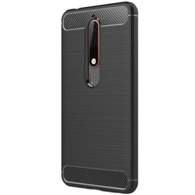 Nokia 6 2018 (Nokia 6.1) „Carbon“ kieto silikono TPU juodas dėklas - nugarėlė / Priedai.lt